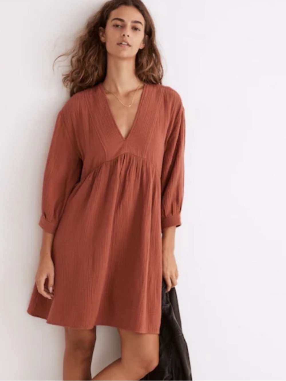 Madewell Rust V-Neck Relaxed Mini Dress #boho #lightweight #casual summer dress